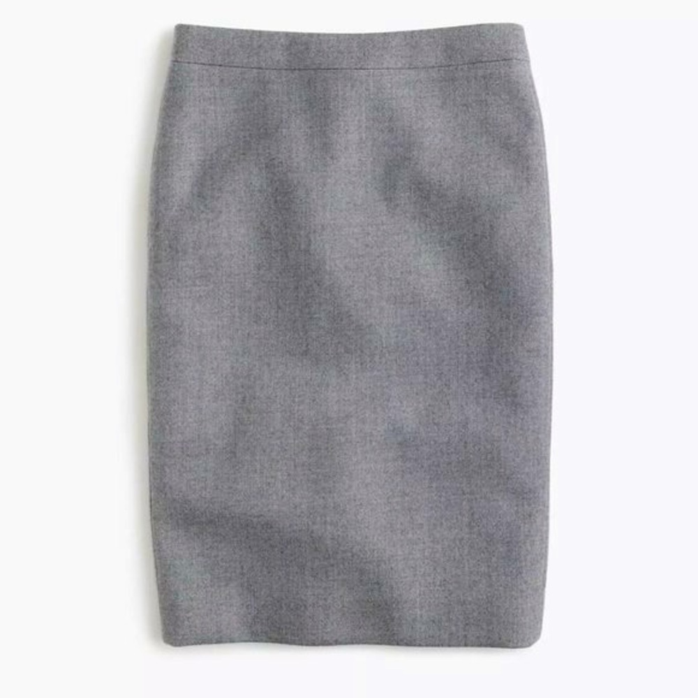 J. Crew Grey Wool Stretch Knee-Length Pencil Skirt